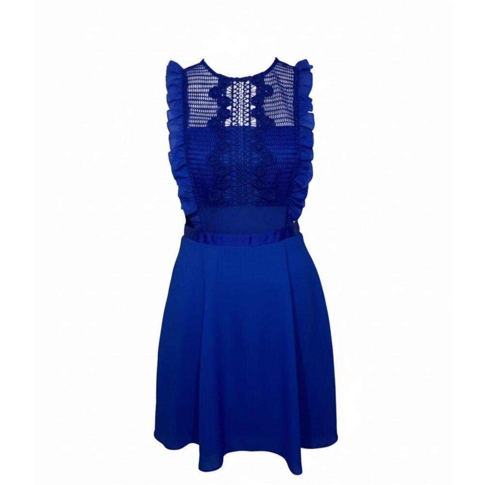 ASOS Royal Blue Lace Mesh Sleeveless Mini Dress Size US 14 EU 46